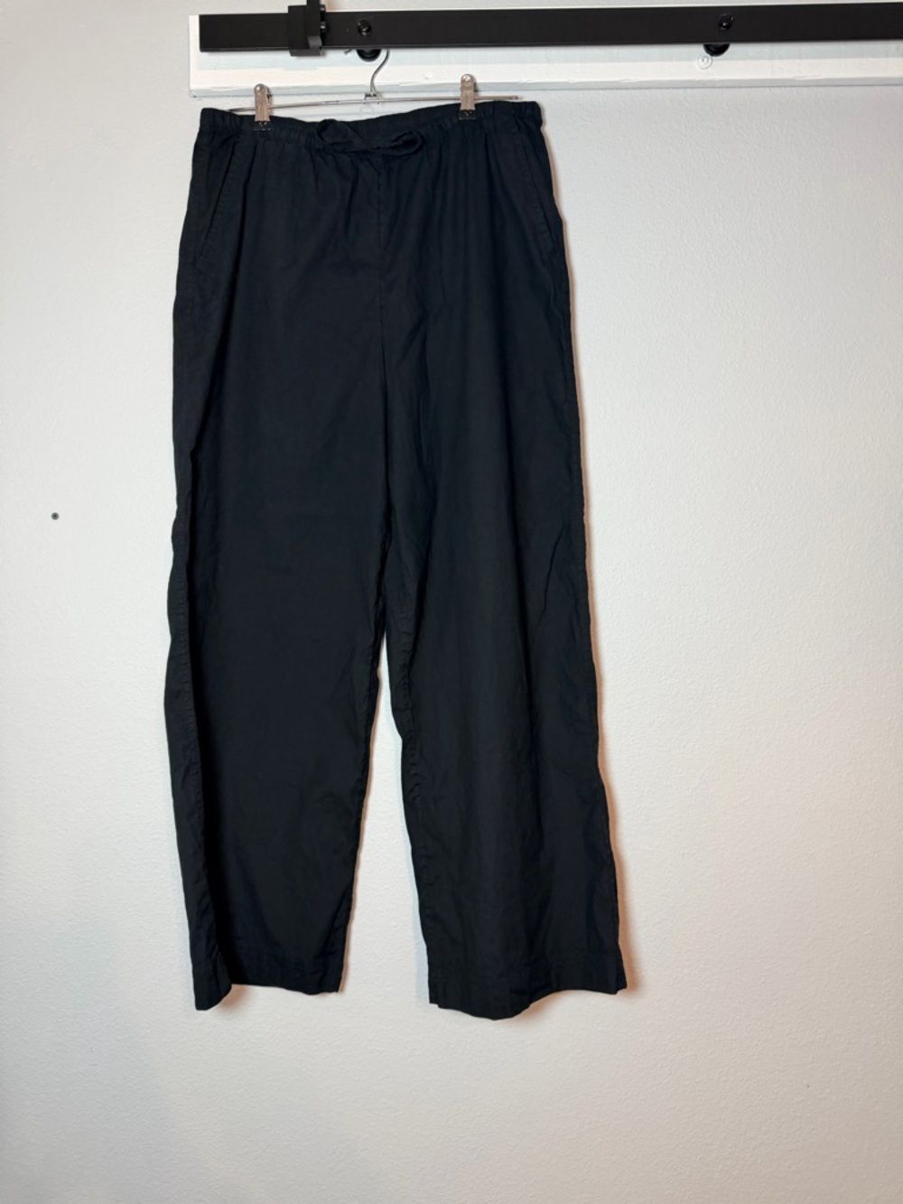 Athleta Paradise Midrise Wide Leg Linen Blend Pant Womens Size Medium Black - Picture 2 of 10